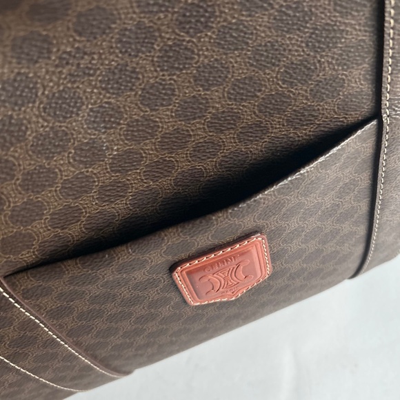 Celine Macadam Brown Tan Genuine Leather Hand Bag Shoulder Bag Business Bag - Picture 5 of 16